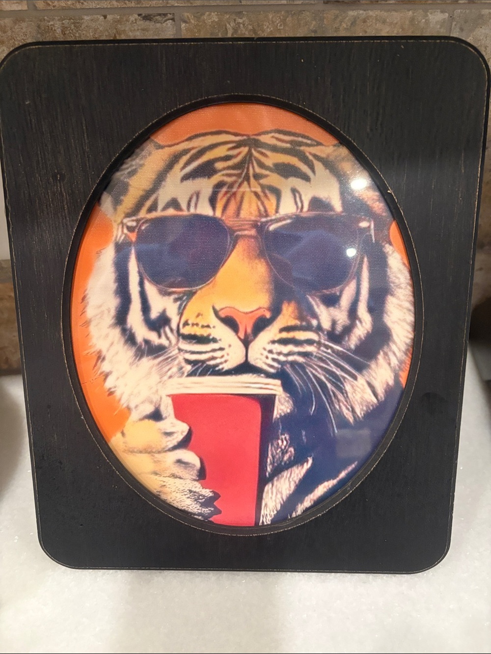 Tiger with Sunglasses Art Print - Orange, Blue, Red
